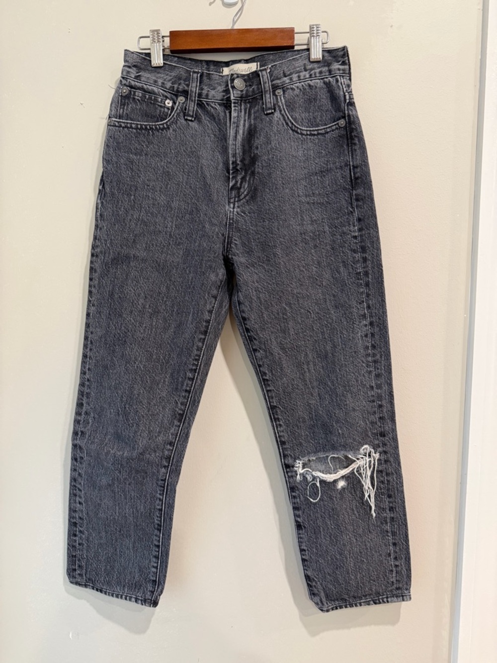 Madewell distressed black jeans size 24